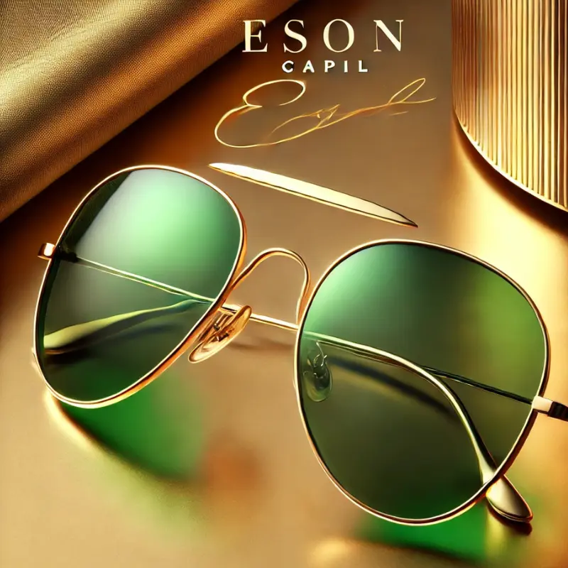 Aviator Sunglasses in Gold/Green