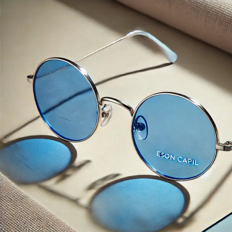 Round Sunglasses in Silver/Blue